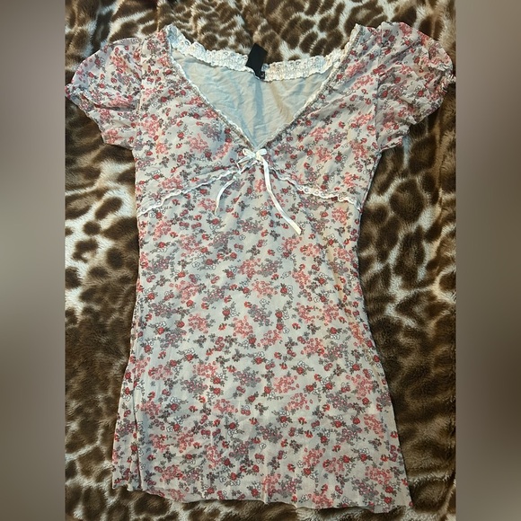 Floral Lace Trim Dress - Picture 1 of 7